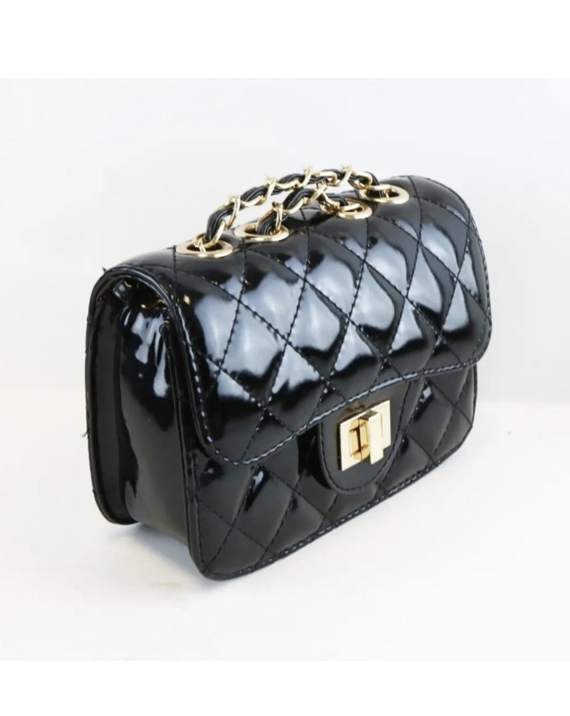 PATENT QUILTED PURSE